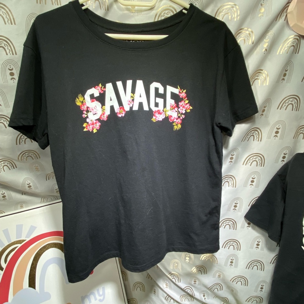 Modern Lux Black 'Savage' Floral Tee